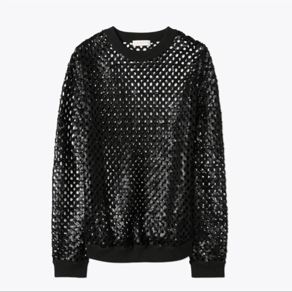Tory Burch Lansing Open Knit Merino Sweater
